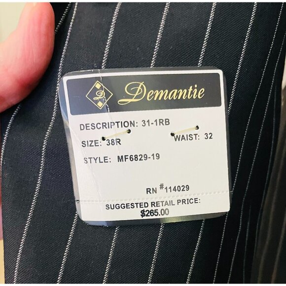 Demantie Mens Pinstriped Blazer Sz 38R and Vest sz 32 Super 150s Hand-Tailored - Picture 9 of 11